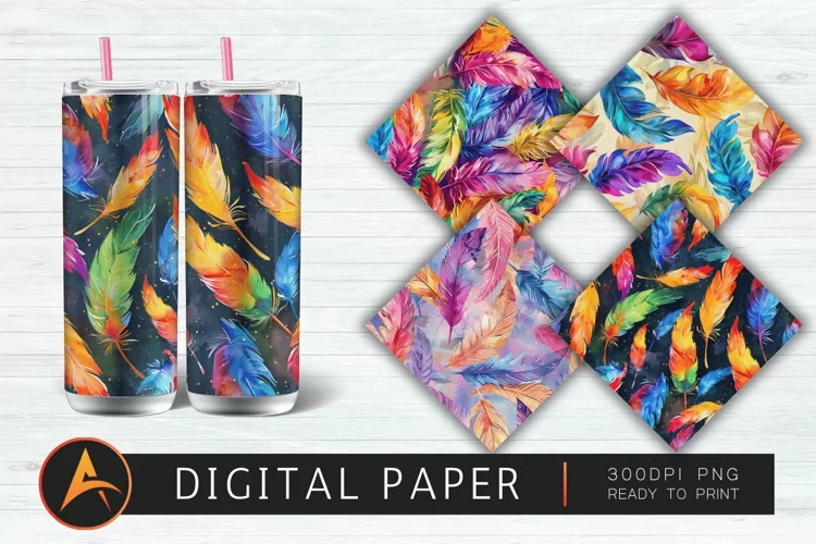 Colorful Feather Digital Paper