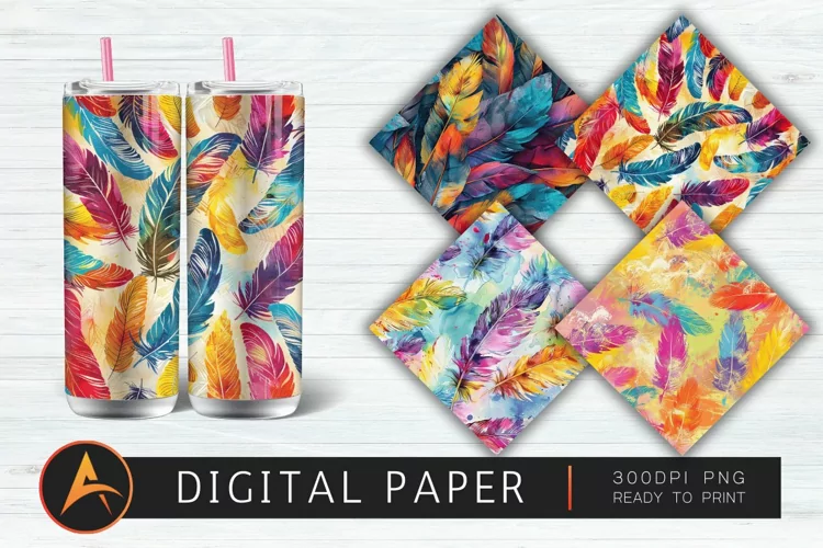 Colorful Feather Digital Paper