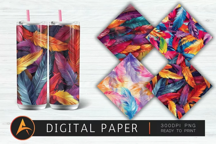 Colorful Feather Digital Paper