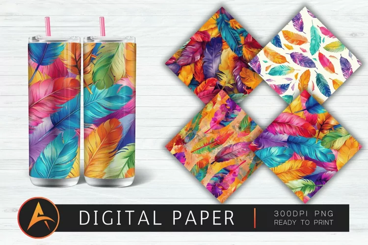 Colorful Feather Digital Paper