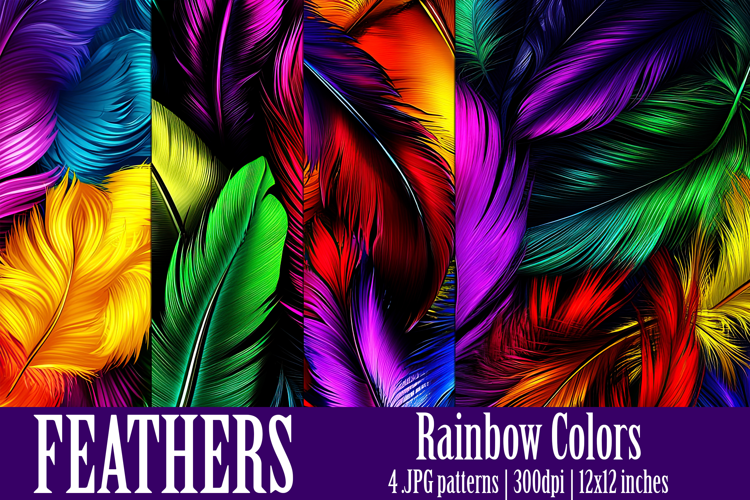 Feathers Patterns, Rainbow Color Feathers Patterns, s2