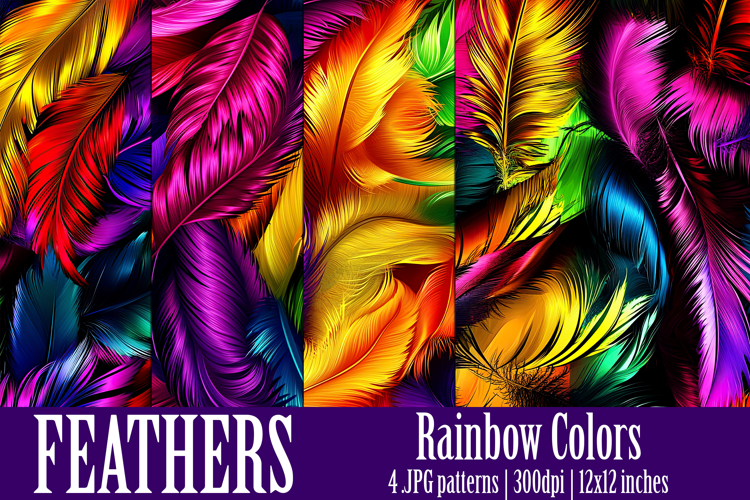 Feathers Patterns, Rainbow Color Feathers Patterns, s3