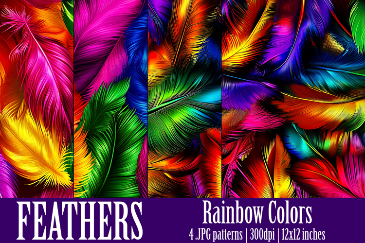 Feathers Patterns, Rainbow Color Feathers Patterns, s4