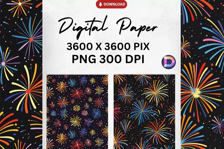 Colorful Fireworks Digital Paper