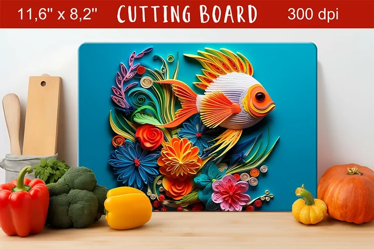 Colorful fish cutting board | 3d cutting board summer