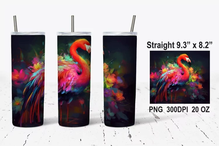 Colorful Flamingo Tumbler Wrap, Flamingo Tumbler Wrap