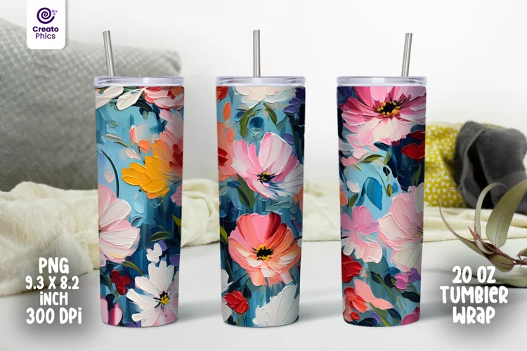 colorful floral 20 oz 3d tumbler wrap flower sublimation