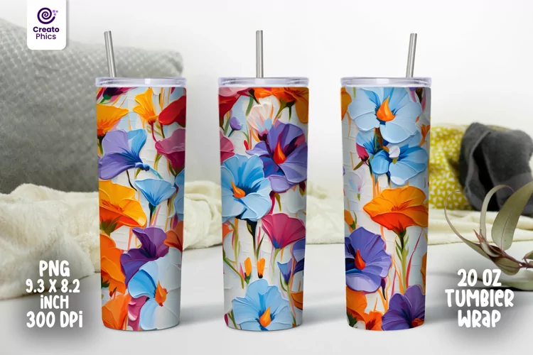 colorful floral 20 oz 3d tumbler wrap flower sublimation