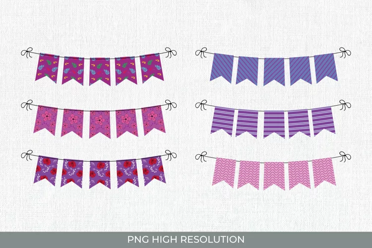 Colorful Floral Bunting Banner Set