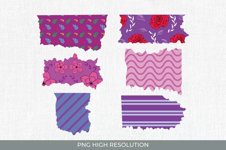 Colorful Floral Pattern Torn Paper