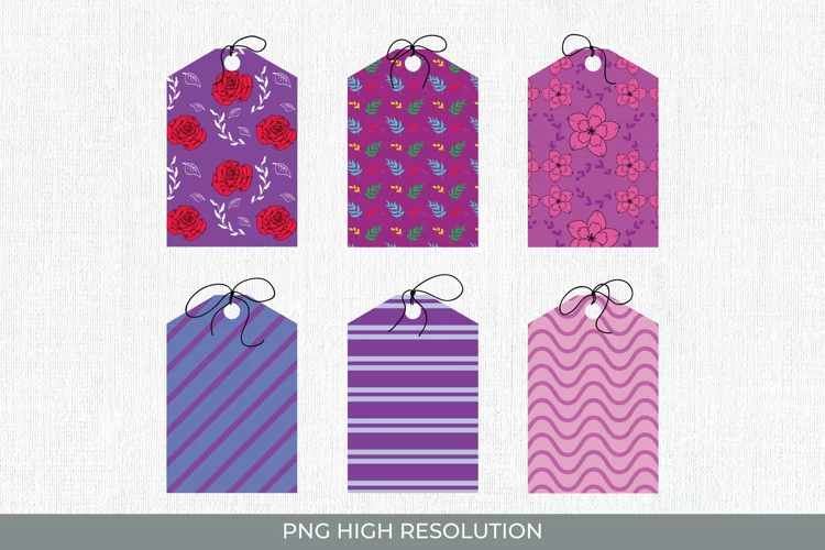 Colorful Floral Patterned Shaped Tag