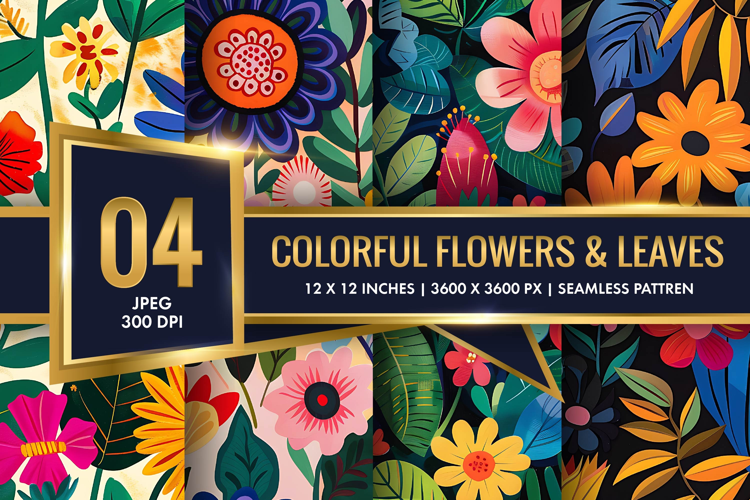 Vibrant Floral Scene Colorful Flowers and Lush Leaves DP