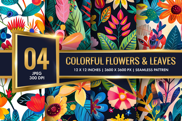 Vibrant Floral Scene Colorful Flowers and Lush Leaves DP