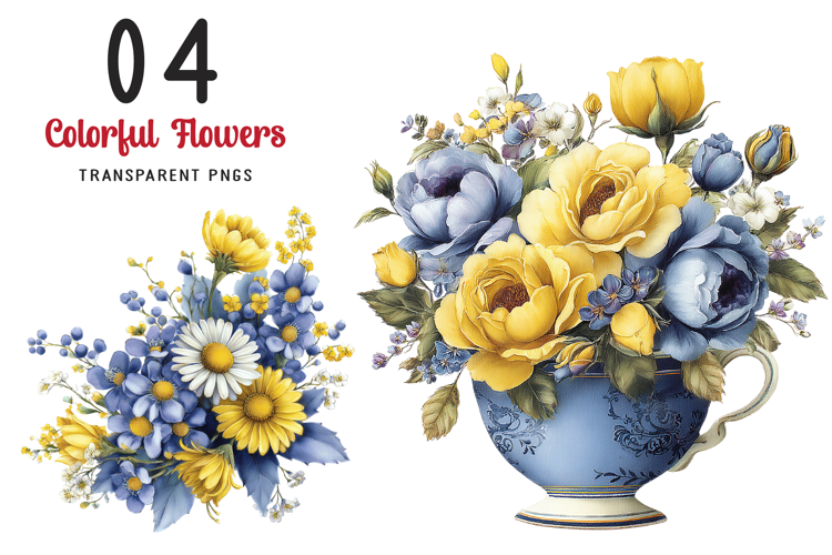 Colorful Flowers Arrangements Clipart