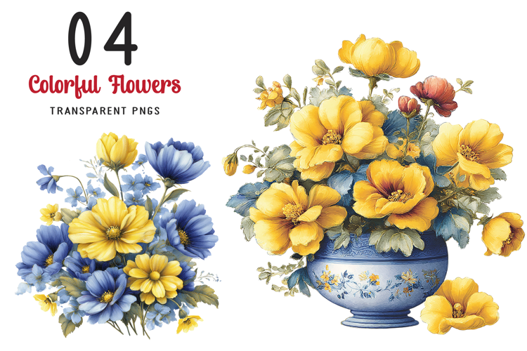 Colorful Flowers Arrangements Clipart