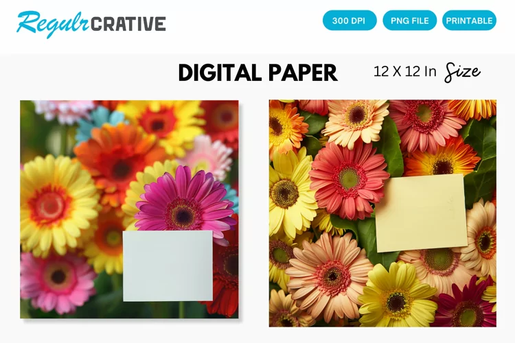 Colorful Flowers With a Note Digital Paper