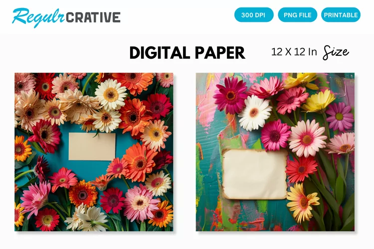 Colorful Flowers With a Note Digital Paper
