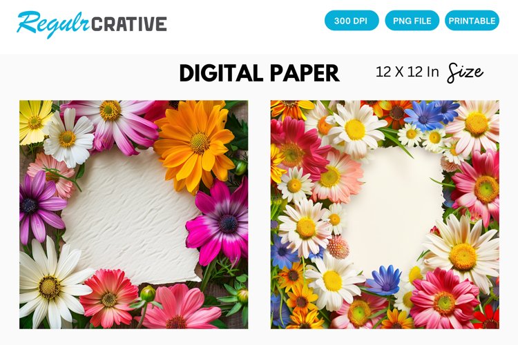 Colorful Flowers With a Note Digital Paper