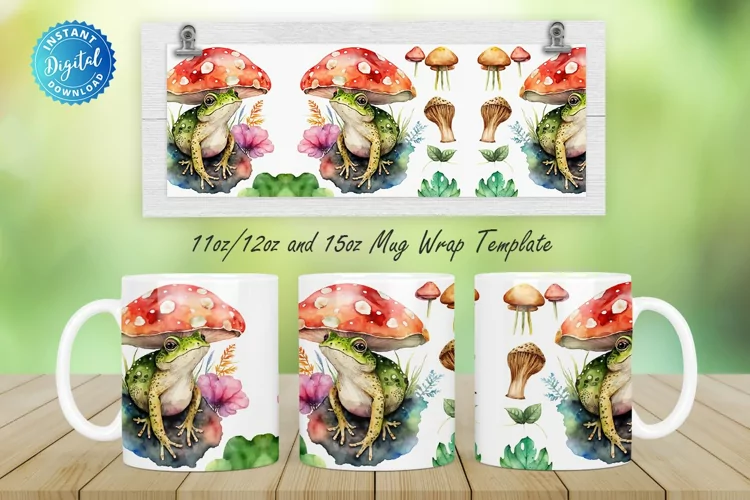 Colorful Frog Mushroom 11, 12 & 15 Oz Mug Sublimation