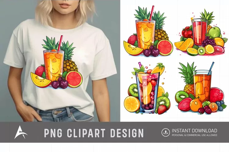 Watercolor Colorful Fruit Juice Clipart