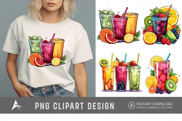 Watercolor Colorful Fruit Juice Clipart