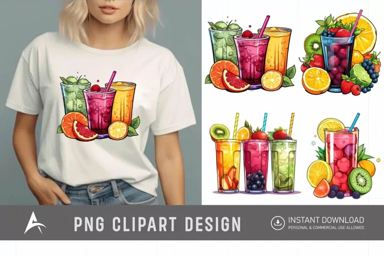Watercolor Colorful Fruit Juice Clipart