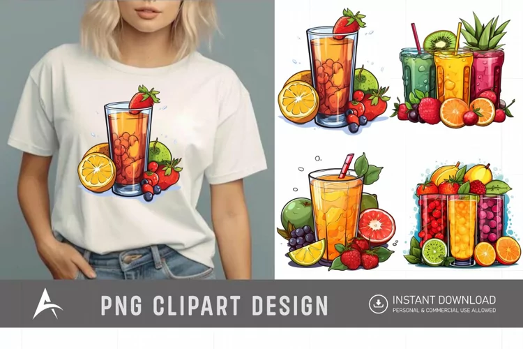 Watercolor Colorful Fruit Juice Clipart
