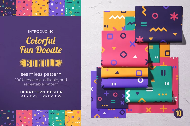 Colorful Fun Doodle - Seamless Pattern