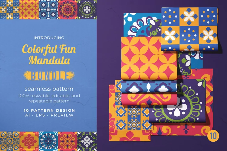 Colorful Fun Mandala - Seamless Pattern