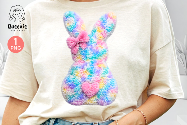 Happy Easter Colorful Faux Yarn Knitted Fur Spring Bunny