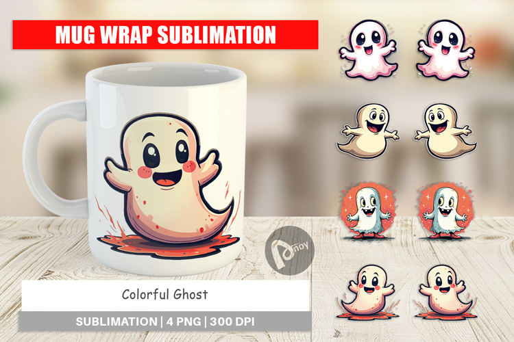 Colorful Ghost Mug Wrap