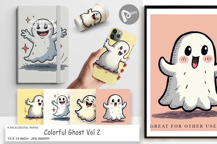 Colorful Ghost Digital Paper