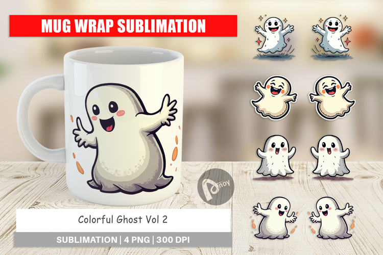 Colorful Ghost Mug Wrap