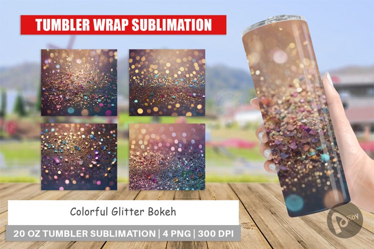 Tumbler Wrap Colorful Glitter Bokeh