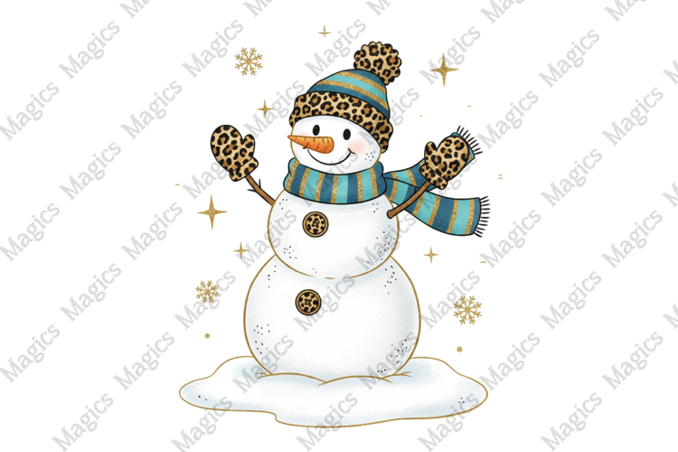 Colorful Glitter Christmas Snowman Png