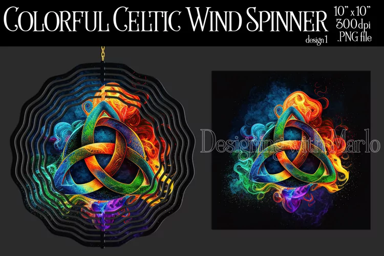 Colorful Celtic Wind Spinner, Celtic Symbol Wind Spinnner, 1