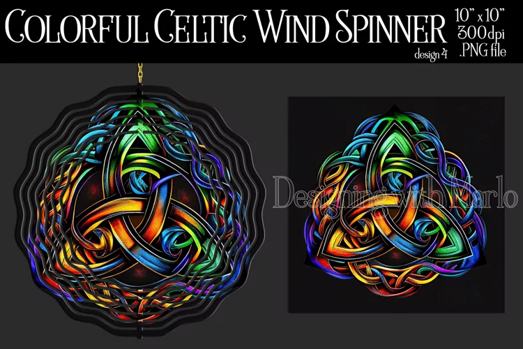 Colorful Celtic Wind Spinner, Celtic Symbol Wind Spinnner, 4