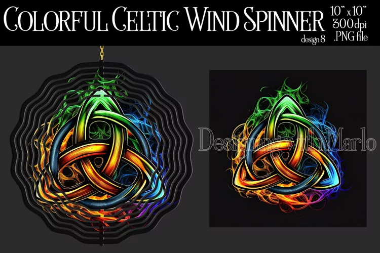 Colorful Celtic Wind Spinner, Celtic Symbol Wind Spinnner, 8
