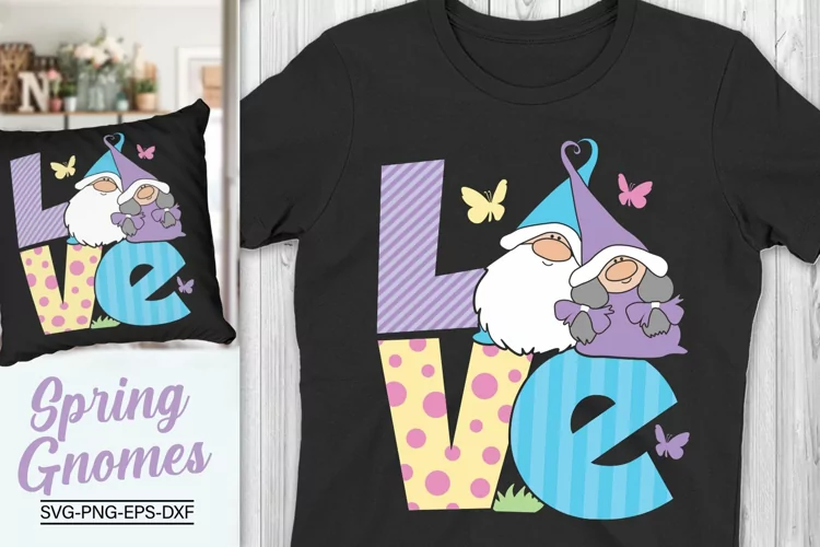 Love Gnomes Spring Svg, Colorful Love Gnomes Svg