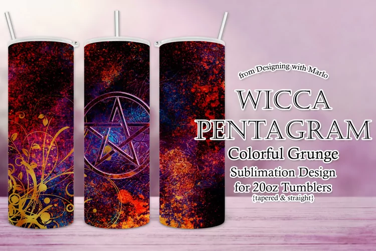 Wiccan Pentagram Colorful Grunge 20oz Tumbler Design