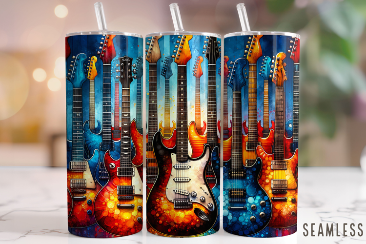 Electric Guitar Tumbler Wrap, Music Tumbler, Guitar Tumbler