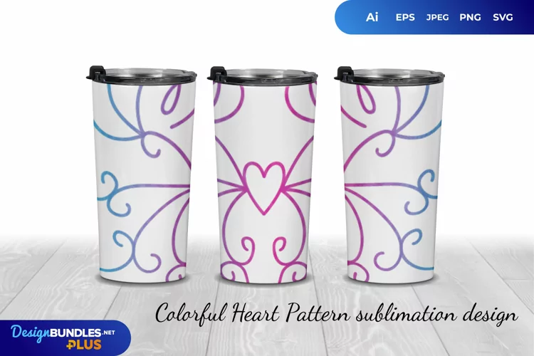 Colorful Heart Pattern Tumbler Wrap Design