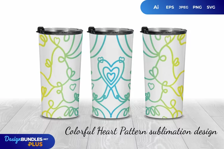 Colorful Heart Pattern Tumbler Wrap Design
