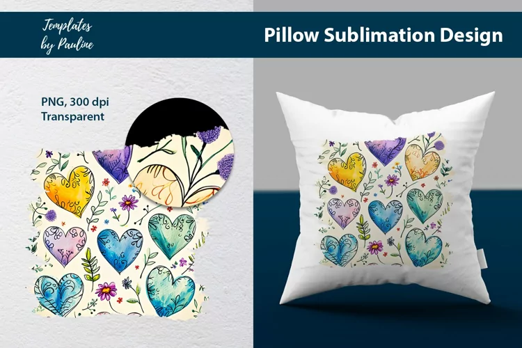 Colorful heart patterns with florals Pillow Case / Cover