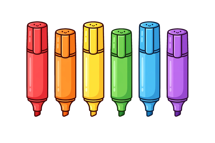 Colorful Highlighters Png| School Supplies Png