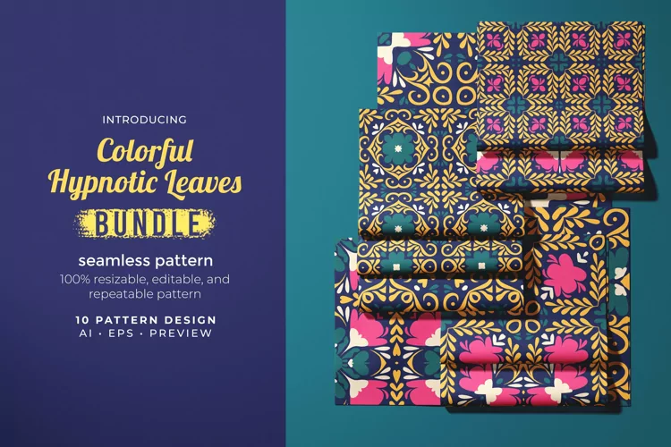Colorful Hypnotic Leaves - Seamless Pattern