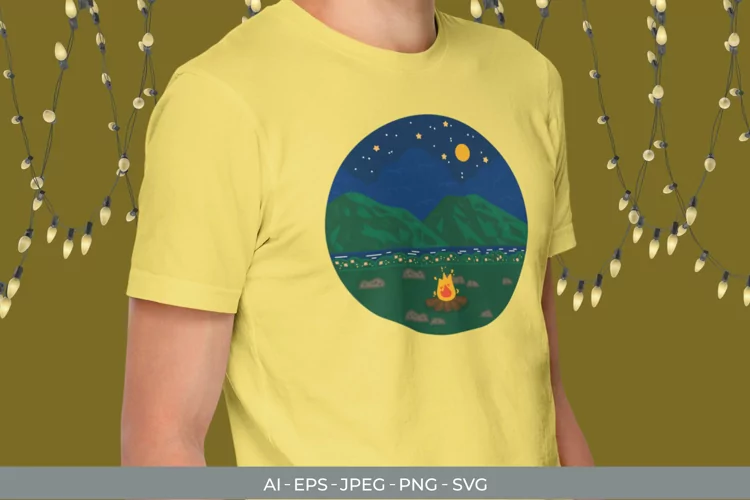 Colorful Island for T-Shirt Design