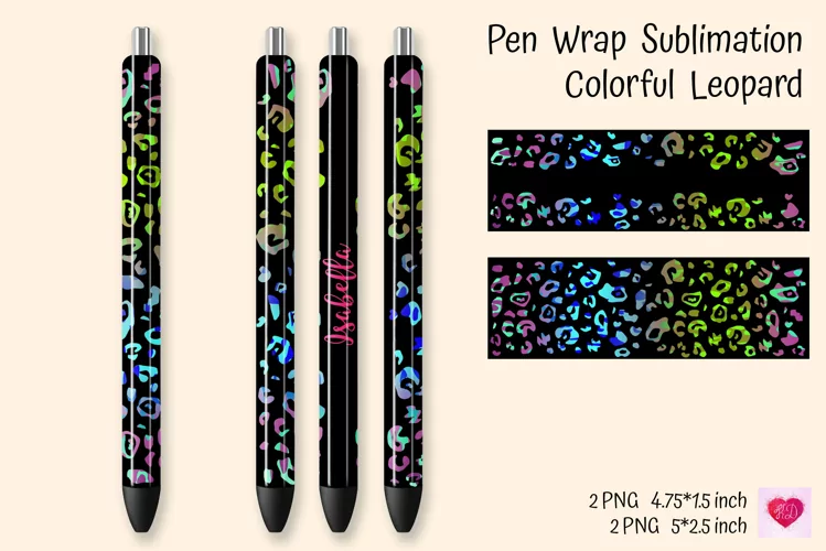 Color Leopard Pen Wrap Sublimation. Waterslide Pen Wraps