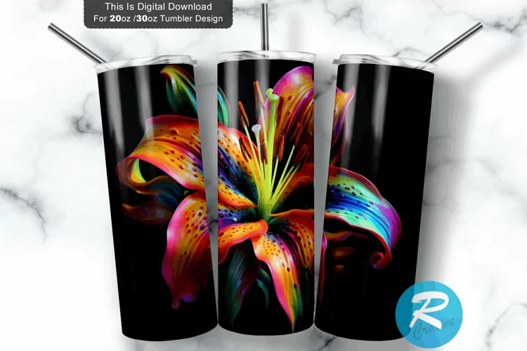 Colorful Lily Flower 20oz/30oz Skinny Tumbler