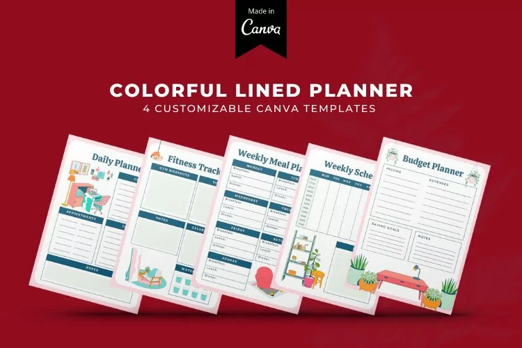 Colorful Lined Planner Template Canva Template